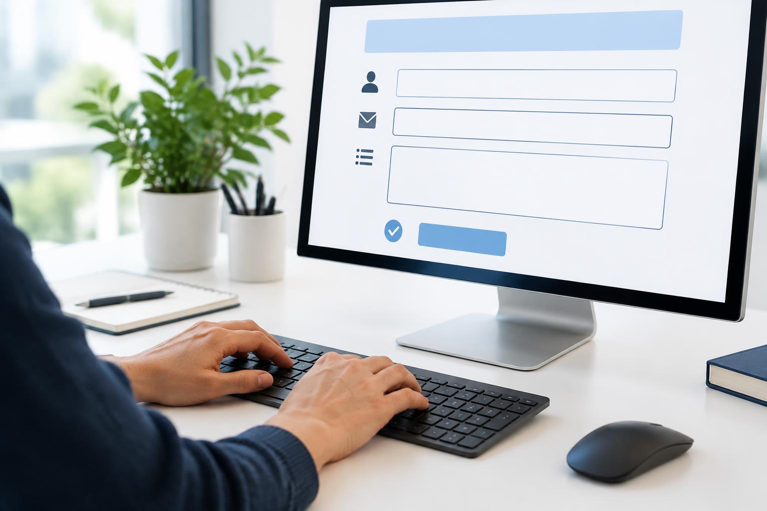 Test au clavier d’un formulaire web composé de champs clairement séparés